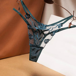 Mini string double ficelle transparent fleuri Midnight - GUAPPAA