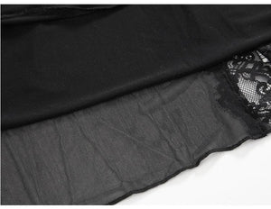 S M L Robe de chambre dentelle transparente ouverte au dos noir blanc - GUAPPAA