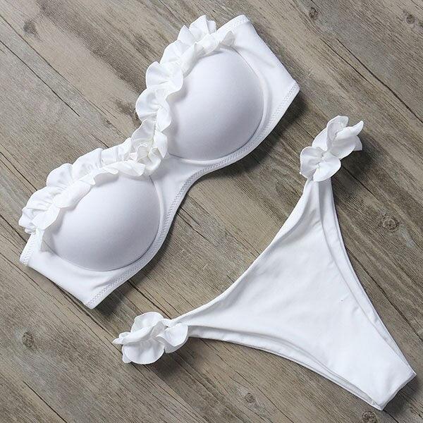 Bikini tanga bandeau push-up deux pièces S M L Frou-Frou - GUAPPAA