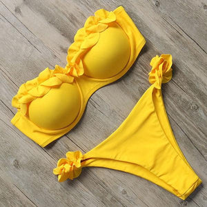 Bikini tanga bandeau push-up deux pièces S M L Frou-Frou - GUAPPAA