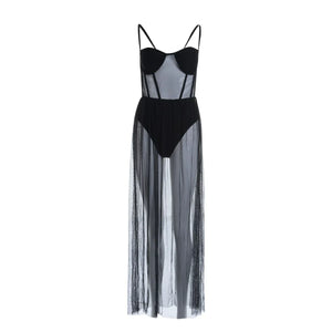 S-XL Body robe corset longue transparente fendue sexy Beach Corset - GUAPPAA