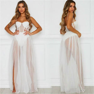 S-XL Body robe corset longue transparente fendue sexy Beach Corset - GUAPPAA