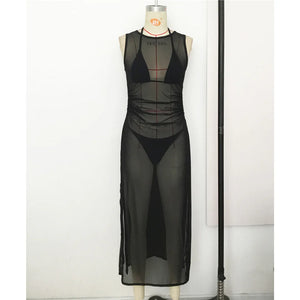 Maillot de bain string ficelle trois pièces avec robe de plage transparente Transparencia - GUAPPAA