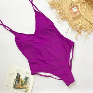 XS-XL Maillot de bain une pièce tanga échancré dos nu - GUAPPAA