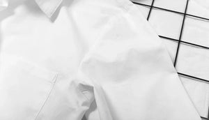 S M L Crop top chemise manches longues noir blanc à boutons mode femme tendance Lenny - GUAPPAA