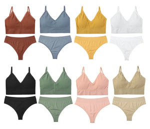 S-XL Ensemble deux pièces lingerie string taille haute et brassière push-up - GUAPPAA