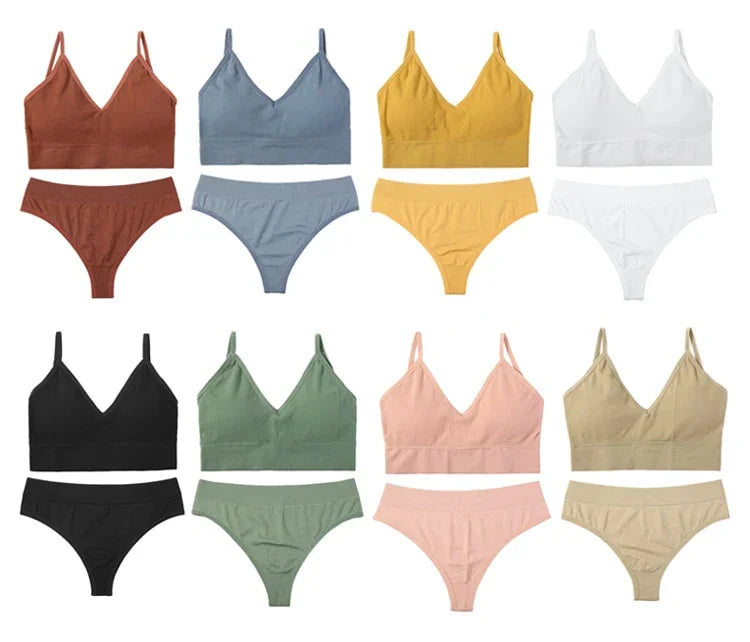 S-XL Ensemble deux pièces lingerie string taille haute et brassière push-up - GUAPPAA