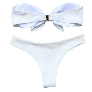 S M L Maillot de bain échancré deux pièces bandeau à noeud Quelo - GUAPPAA