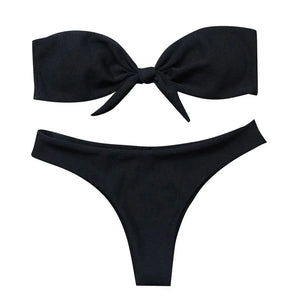 S M L Maillot de bain échancré deux pièces bandeau à noeud Quelo - GUAPPAA