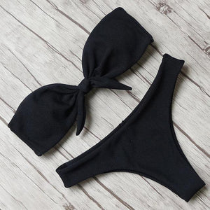 S M L Maillot de bain échancré deux pièces bandeau à noeud Quelo - GUAPPAA