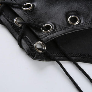 Body string sexy noir à laçets et rivets - GUAPPAA
