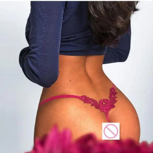 XS-XXL Micro string ficelle satiné dentelle fleurie au dos Fendra - GUAPPAA