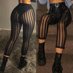 Collant femme noir transparent à rayures verticales, style mode tendance, GUAPPAA