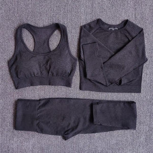 Ensemble fitness femme trois pièces crop-top pull et legging Performax - GUAPPAA