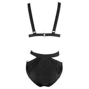 S-XL Meia maillot de bain trikini une pièce avec transparence chic noir - GUAPPAA