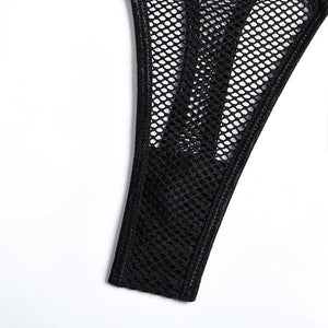 Ensemble lingerie sexy bustier string et porte-jarretelles rouge noir Le Pigalle - GUAPPAA