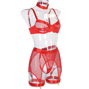 Lingerie sexy femme ensemble 4 pièces transparent Notre-Dame - GUAPPAA