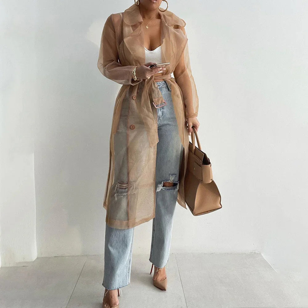 S-XL Veste longue trench transparent d'été mode Beaumont - GUAPPAA