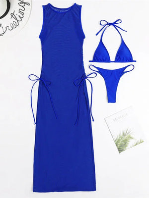 Maillot de bain string ficelle trois pièces avec robe de plage transparente Transparencia - GUAPPAA