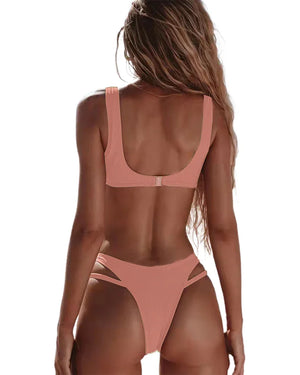 Maillot de bain deux pièces taille haute string tanga décolleté inversé Daytona - GUAPPAA