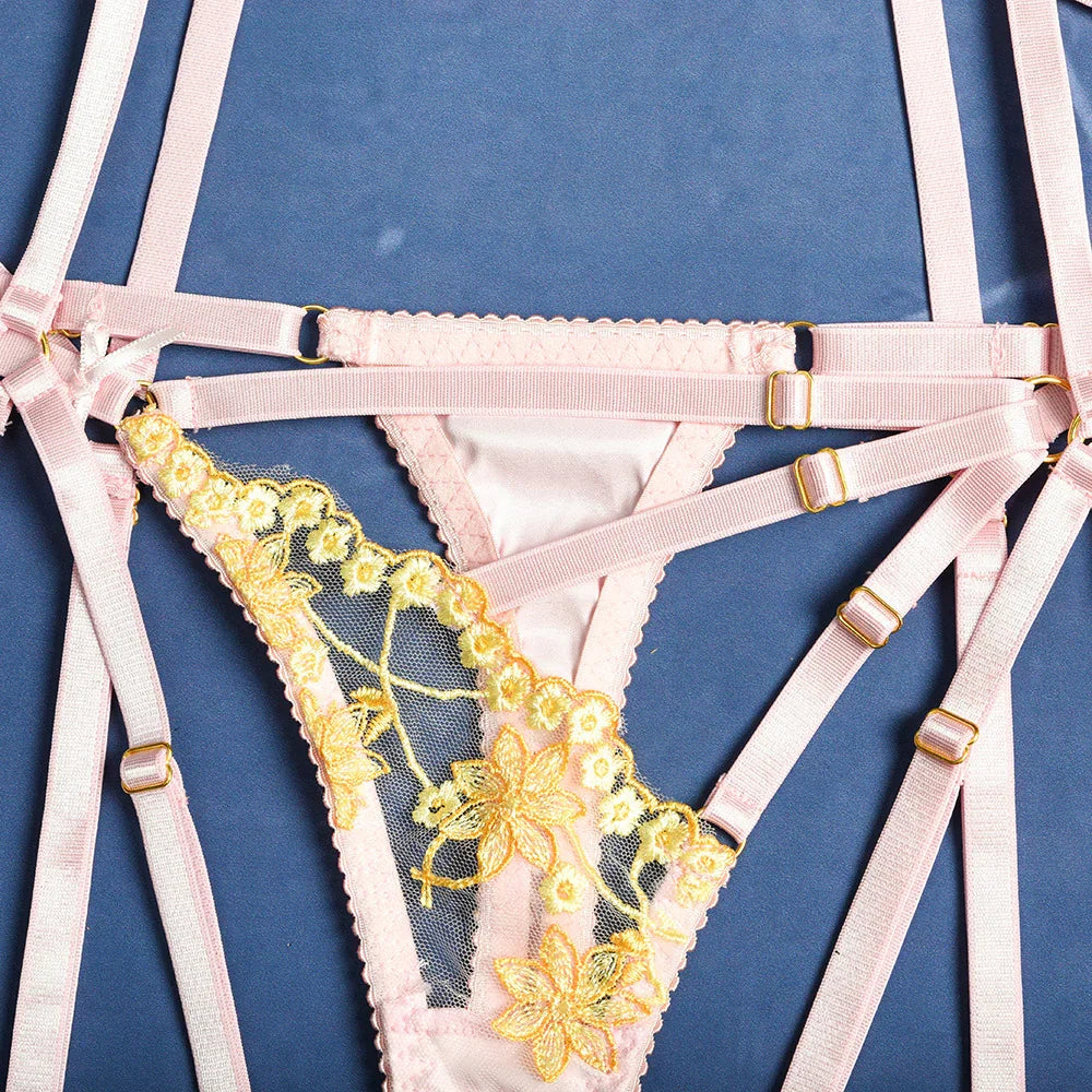 S-XL L'Opportun lingerie exotique trois pièces luxueuse satinée ouverte - GUAPPAA