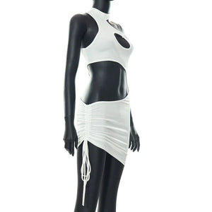 Gallia 3 couleurs micro robe asymétrique ouverte lacée sexy d'été - GUAPPAA