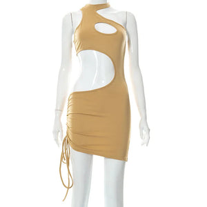 Gallia 3 couleurs micro robe asymétrique ouverte lacée sexy d'été - GUAPPAA