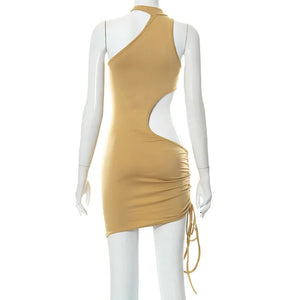 Gallia 3 couleurs micro robe asymétrique ouverte lacée sexy d'été - GUAPPAA