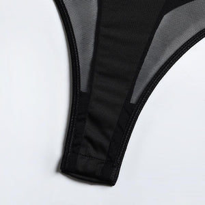 Body string transparent et jarretières doubles sexy lingerie raffinée Structure - GUAPPAA