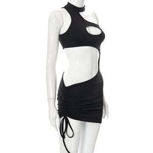 Gallia 3 couleurs micro robe asymétrique ouverte lacée sexy d'été - GUAPPAA