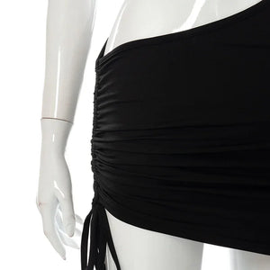 Gallia 3 couleurs micro robe asymétrique ouverte lacée sexy d'été - GUAPPAA