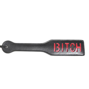 Accessoire de plage femme, paddle en similicuir noir avec lettrage rouge décoratif, GUAPPAA