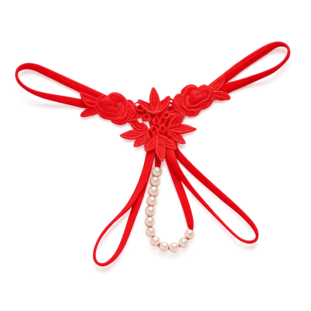 Culotte rose red en dentelle brodée de fleurs avec perles