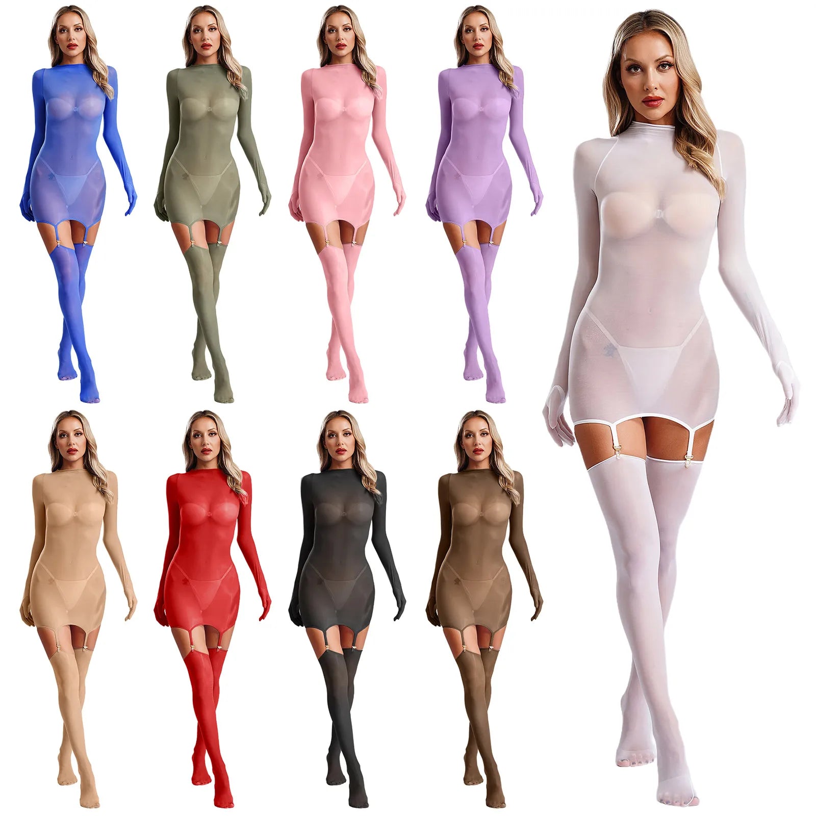 Combinaison transparente femme Ellipse violette à manches longues