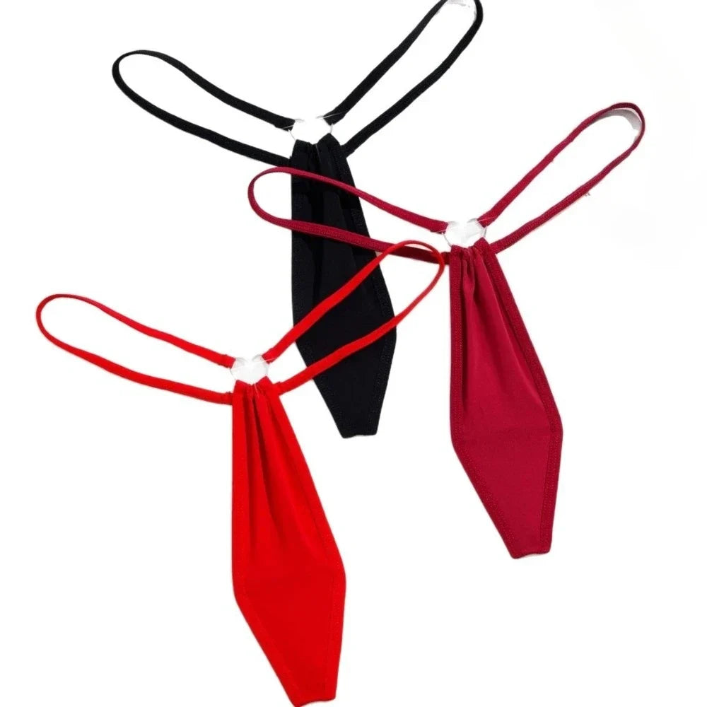 String femme taille basse T-back en coloris noir, rouge ou bordeaux
