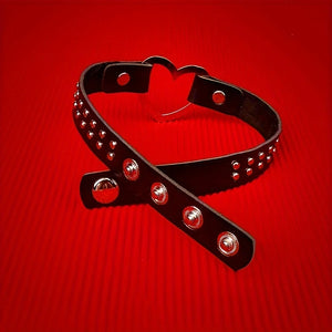 Collier femme cuir synthétique avec grand coeur et rivets Punk - GUAPPAA