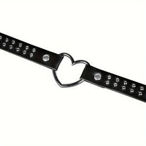 Collier femme cuir synthétique avec grand coeur et rivets Punk - GUAPPAA
