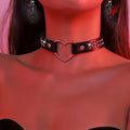 Collier femme cuir synthétique avec grand coeur et rivets Punk - GUAPPAA