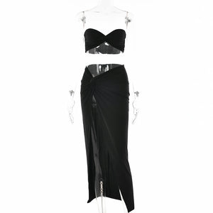 Tenue d'été deux pièces top et jupe longue fendue Iosa - GUAPPAA