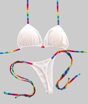 Bikini string ficelle push-up triangle sexy L'île de la Tentation blanc ficelles
