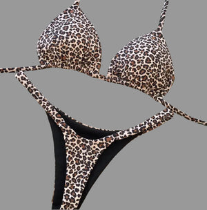 Bikini string ficelle push-up triangle sexy L'île de la Tentation léopard