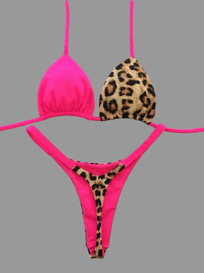 Bikini string ficelle push-up triangle sexy L'île de la Tentation rose