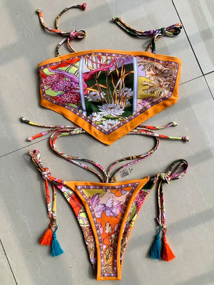 Bikini string tanga imprimé deux pièces La Valenciana Orange - Bikini - image 2