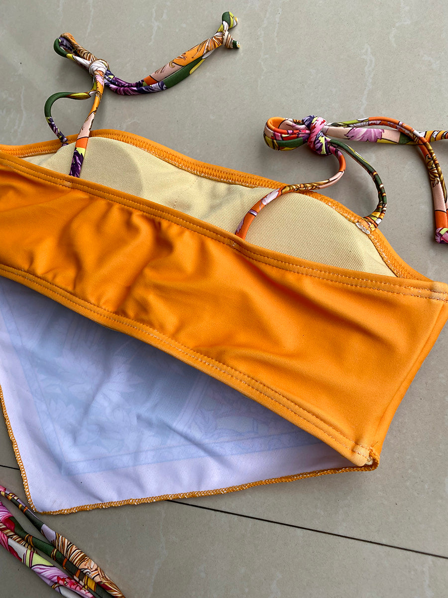 Bikini string tanga imprimé deux pièces La Valenciana Orange - Bikini - vue de dos