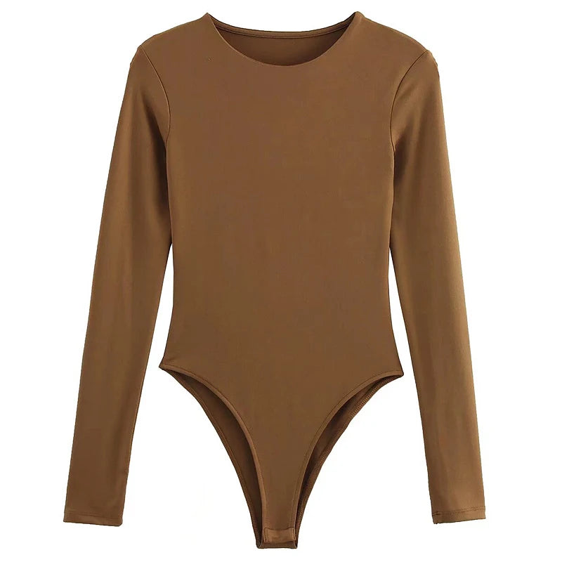 Body string manches longues col haut La Nocturne Brun foncé - Body - image 3