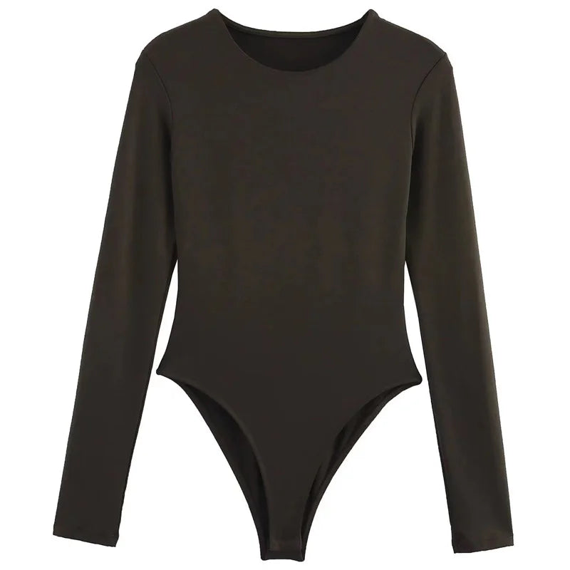 Body string manches longues col haut La Nocturne Brun foncé - Body - image 5