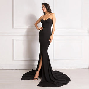 Robe longue fendue à traîne sans bretelles Illusion - GUAPPAA