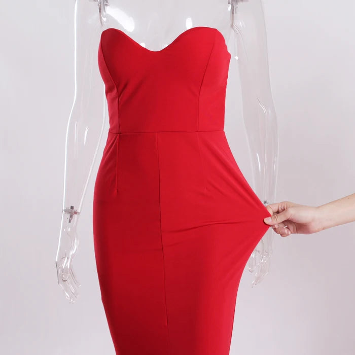 Robe longue fendue à traîne sans bretelles Illusion - GUAPPAA