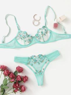 Ensemble soutien-gorge et string fleuris transparents Lila - GUAPPAA