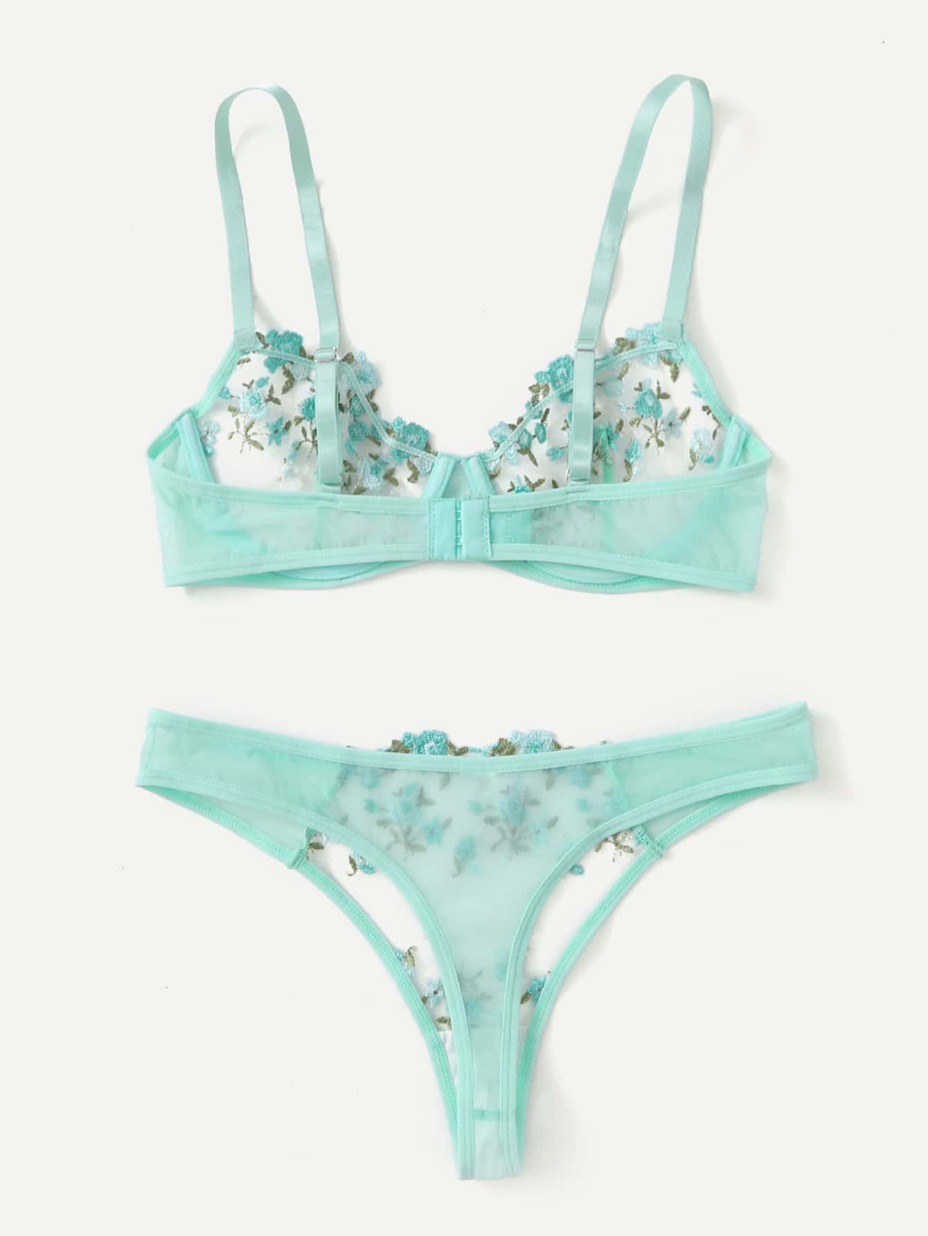 Ensemble soutien-gorge et string fleuris transparents Lila - GUAPPAA